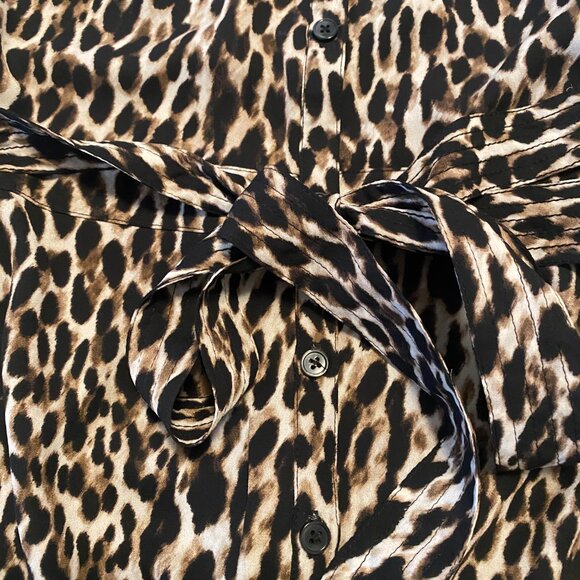 BANANA REPUBLIC leopard-print, button-down maxi dress with belt - Picture 4 of 6